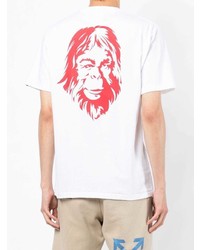 weißes bedrucktes T-Shirt mit einem Rundhalsausschnitt von A Bathing Ape