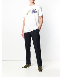 weißes bedrucktes T-Shirt mit einem Rundhalsausschnitt von Ps By Paul Smith