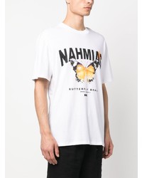 weißes bedrucktes T-Shirt mit einem Rundhalsausschnitt von Nahmias