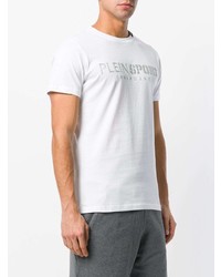 weißes bedrucktes T-Shirt mit einem Rundhalsausschnitt von Plein Sport