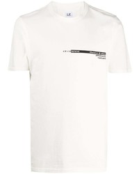 weißes bedrucktes T-Shirt mit einem Rundhalsausschnitt von C.P. Company