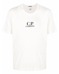 weißes bedrucktes T-Shirt mit einem Rundhalsausschnitt von C.P. Company