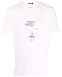 weißes bedrucktes T-Shirt mit einem Rundhalsausschnitt von C.P. Company