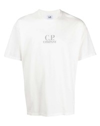 weißes bedrucktes T-Shirt mit einem Rundhalsausschnitt von C.P. Company