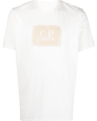 weißes bedrucktes T-Shirt mit einem Rundhalsausschnitt von C.P. Company