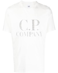 weißes bedrucktes T-Shirt mit einem Rundhalsausschnitt von C.P. Company