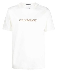 weißes bedrucktes T-Shirt mit einem Rundhalsausschnitt von C.P. Company