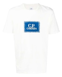 weißes bedrucktes T-Shirt mit einem Rundhalsausschnitt von C.P. Company