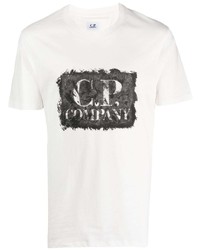 weißes bedrucktes T-Shirt mit einem Rundhalsausschnitt von C.P. Company