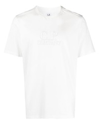 weißes bedrucktes T-Shirt mit einem Rundhalsausschnitt von C.P. Company