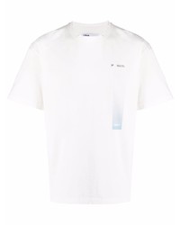 weißes bedrucktes T-Shirt mit einem Rundhalsausschnitt von C2h4