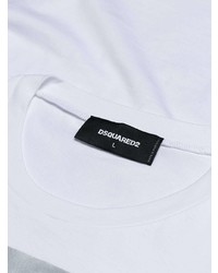 weißes bedrucktes T-Shirt mit einem Rundhalsausschnitt von DSQUARED2