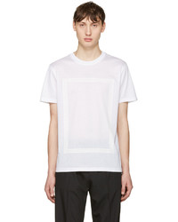 weißes bedrucktes T-Shirt mit einem Rundhalsausschnitt von Calvin Klein Collection