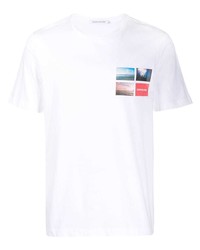 weißes bedrucktes T-Shirt mit einem Rundhalsausschnitt von Calvin Klein Jeans