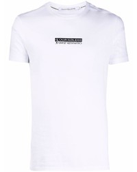 weißes bedrucktes T-Shirt mit einem Rundhalsausschnitt von Calvin Klein Jeans