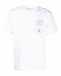 weißes bedrucktes T-Shirt mit einem Rundhalsausschnitt von Calvin Klein Jeans