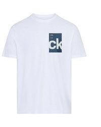 weißes bedrucktes T-Shirt mit einem Rundhalsausschnitt von Calvin Klein Jeans