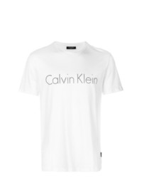 weißes bedrucktes T-Shirt mit einem Rundhalsausschnitt von Calvin Klein Jeans