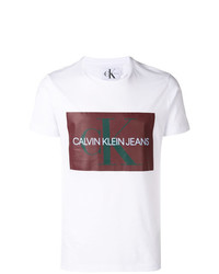 weißes bedrucktes T-Shirt mit einem Rundhalsausschnitt von Calvin Klein Jeans