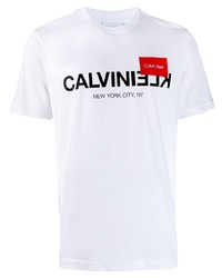 weißes bedrucktes T-Shirt mit einem Rundhalsausschnitt von Calvin Klein
