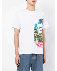 weißes bedrucktes T-Shirt mit einem Rundhalsausschnitt von A Bathing Ape