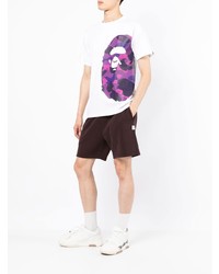 weißes bedrucktes T-Shirt mit einem Rundhalsausschnitt von A Bathing Ape