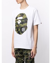 weißes bedrucktes T-Shirt mit einem Rundhalsausschnitt von A Bathing Ape