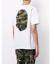 weißes bedrucktes T-Shirt mit einem Rundhalsausschnitt von A Bathing Ape