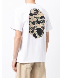 weißes bedrucktes T-Shirt mit einem Rundhalsausschnitt von A Bathing Ape