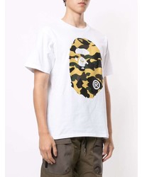 weißes bedrucktes T-Shirt mit einem Rundhalsausschnitt von A Bathing Ape