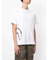 weißes bedrucktes T-Shirt mit einem Rundhalsausschnitt von A Bathing Ape