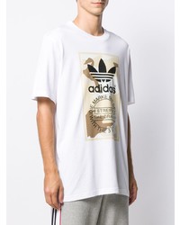 weißes bedrucktes T-Shirt mit einem Rundhalsausschnitt von adidas