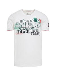 weißes bedrucktes T-Shirt mit einem Rundhalsausschnitt von Camp David