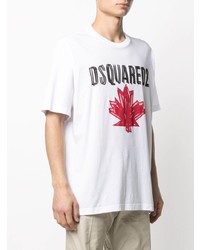 weißes bedrucktes T-Shirt mit einem Rundhalsausschnitt von DSQUARED2