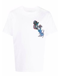 weißes bedrucktes T-Shirt mit einem Rundhalsausschnitt von Canali