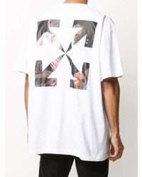 weißes bedrucktes T-Shirt mit einem Rundhalsausschnitt von Off-White