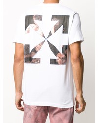 weißes bedrucktes T-Shirt mit einem Rundhalsausschnitt von Off-White