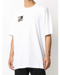 weißes bedrucktes T-Shirt mit einem Rundhalsausschnitt von Off-White