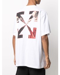 weißes bedrucktes T-Shirt mit einem Rundhalsausschnitt von Off-White