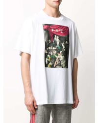 weißes bedrucktes T-Shirt mit einem Rundhalsausschnitt von Off-White