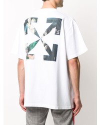 weißes bedrucktes T-Shirt mit einem Rundhalsausschnitt von Off-White