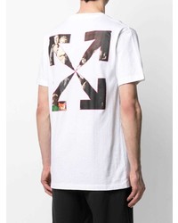 weißes bedrucktes T-Shirt mit einem Rundhalsausschnitt von Off-White