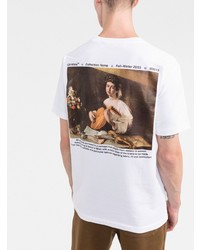 weißes bedrucktes T-Shirt mit einem Rundhalsausschnitt von Off-White