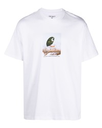 weißes bedrucktes T-Shirt mit einem Rundhalsausschnitt von Carhartt WIP