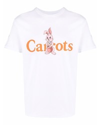 weißes bedrucktes T-Shirt mit einem Rundhalsausschnitt von Carrots