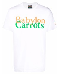 weißes bedrucktes T-Shirt mit einem Rundhalsausschnitt von Carrots