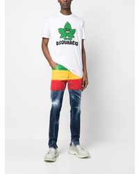 weißes bedrucktes T-Shirt mit einem Rundhalsausschnitt von DSQUARED2