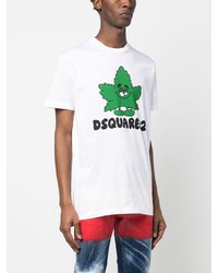 weißes bedrucktes T-Shirt mit einem Rundhalsausschnitt von DSQUARED2