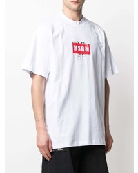 weißes bedrucktes T-Shirt mit einem Rundhalsausschnitt von MSGM