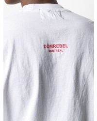 weißes bedrucktes T-Shirt mit einem Rundhalsausschnitt von DOMREBEL